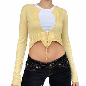 cropped yellow cardigan made in italy